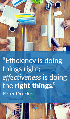 "Efficiency is going things right; effectiveness is doing the right things." Peter Drucker Efficiency is going things right; effectiveness is doing the right things. Ourbound and Inbound Marketing
